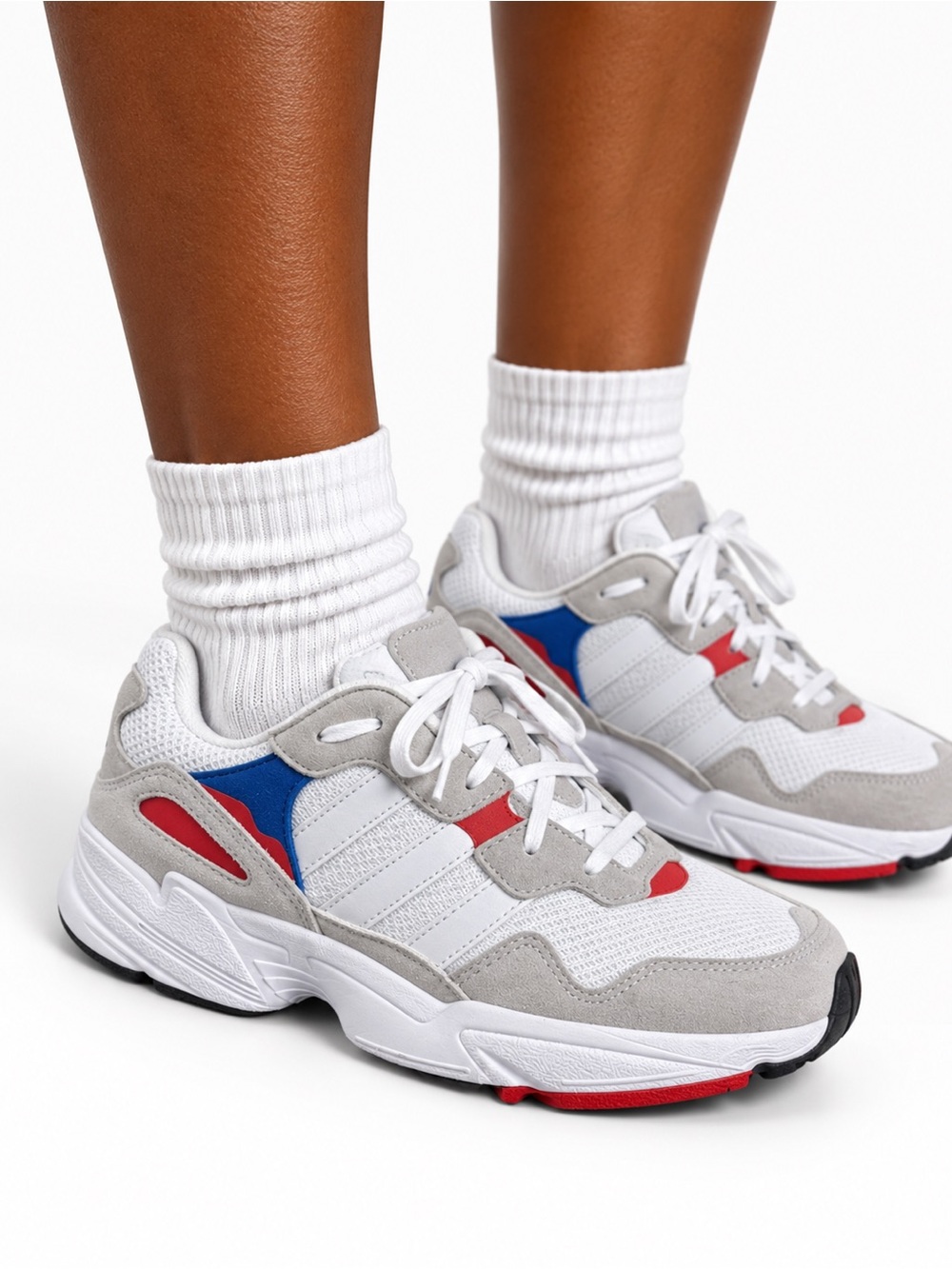 ADIDAS Women White, Gray, Blue & Red Casual Sneakers
